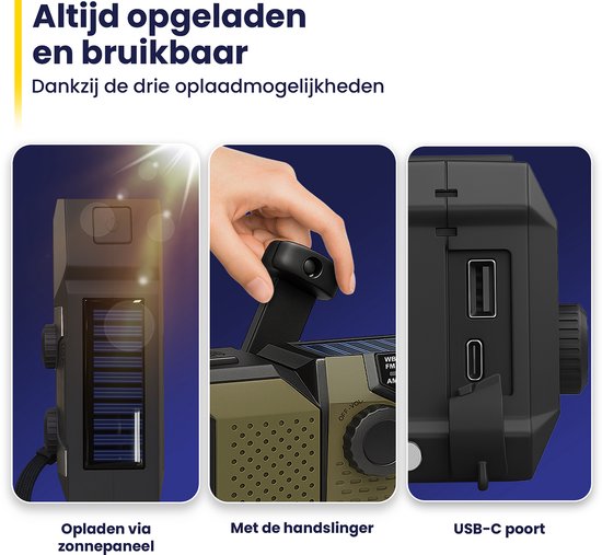 ODESSEY Notfall-Radio Solar Aufrollbar - 2000 mAh Powerbank - Taschenlampe - Tragbares Radio - Notfall-Kit