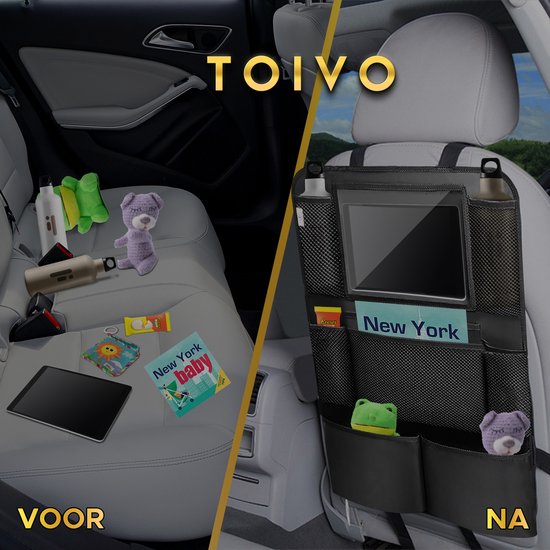 Toivo 2er-Set Luxus-Autositz-Organizer - wasserabweisendes Oxford-Material - Schwarz - Tablet-Halter - Auto-Organizer
