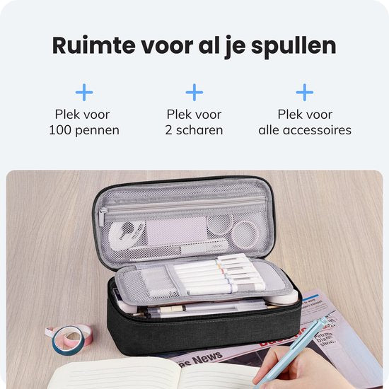 Diydash Etui - Federmäppchen - Federmappe - Schulmäppchen - Großes Etui - Schulbedarf - Trousse Scolaire - Für Mädchen, Jungen und Erwachsene - Schwarz