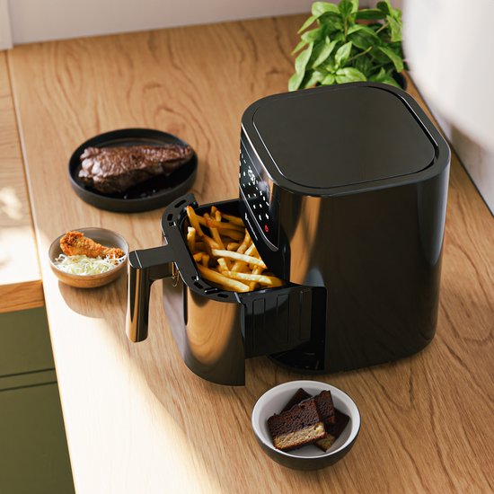 KitchenBrothers Airfryer - 3.3L - 1400W - Heißluftfritteuse - 50ºC bis 200ºC - Kompakt - 10 Kochprogramme - Schwarz
