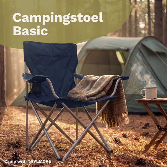 TRVLMORE Campingstuhl - faltbar - 120KG Tragkraft - Inkl. Tragetasche - Klappstuhl - Angelstuhl - Campingstuhl - Klappstuhl - Blau