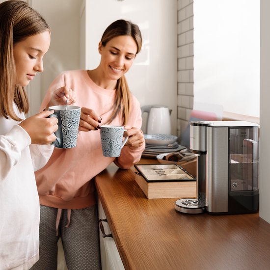 KitchenBrothers Heißwasserspender - Heißwasserhahn - 40-100°C - 150/250/300 ml - Instant Wasserkocher - 2.5L - Schwarz