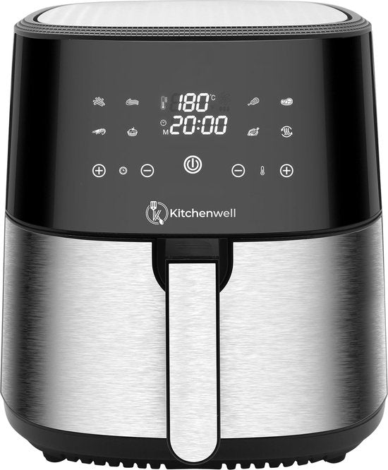 Kitchenwell AirFryer - Heißluftfritteuse - 8L Kapazität - 80-200℃ - Timer - 1800W - Schwarz