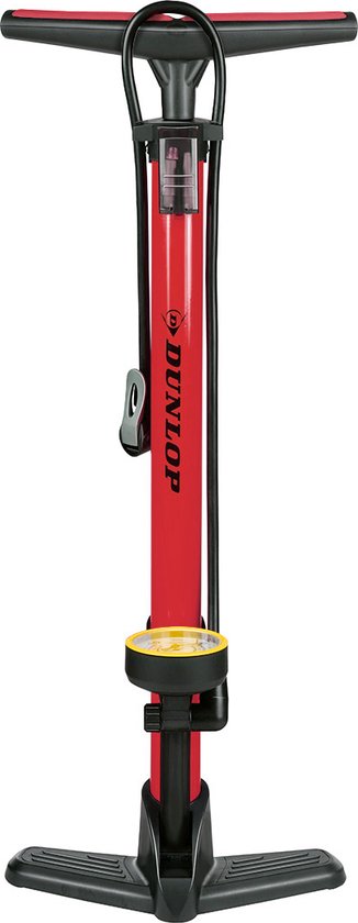 Dunlop Fahrradpumpe mit Manometer - Fahrradpumpe für Dunlop, Schrader und französische Ventile - Standpumpe inkl. Adapter für Wasserspielzeug und Bälle
