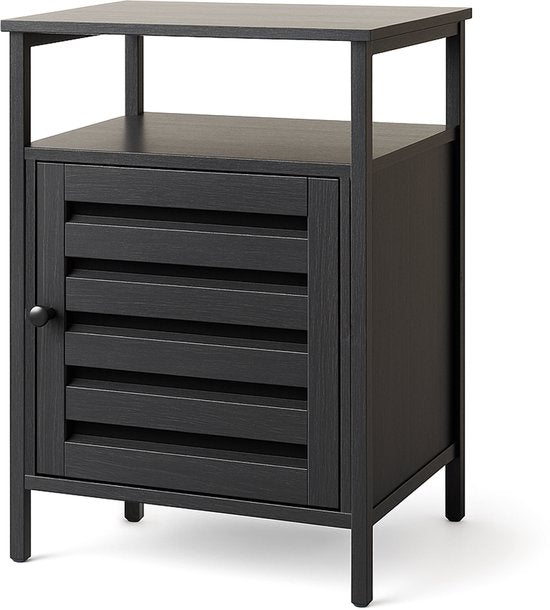 Goliving Nachttisch - 40 x 40 x 60 cm - Aufbewahrungsschrank mit Tür und Einlegeböden - Holz - Industrial - Beistelltisch Modern - Schwarz