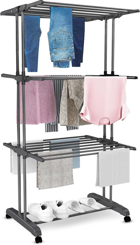 Vonia Trockenturm - Wäscheständer - Wäscheständer - 3 Lagen - faltbar - 72x50x172 cm - Dunkelgrau
