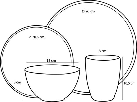 Mica Decorations Tabo Geschirrset für 4 Personen - Grau
