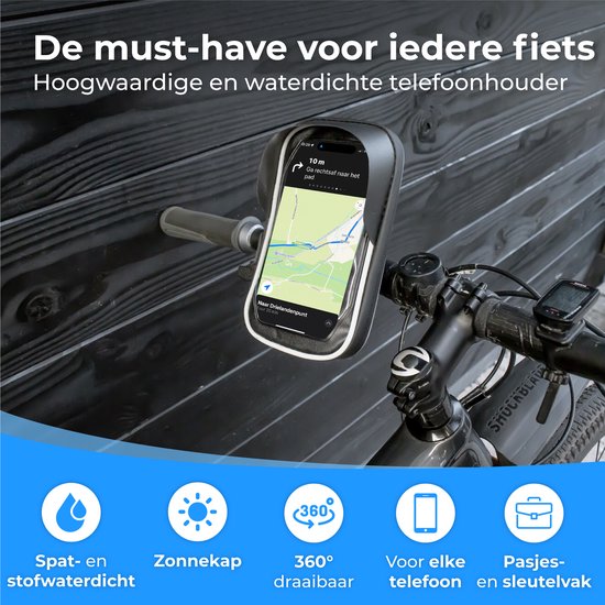 Nuvance - Handyhalterung Fahrrad - GSM Halterung für Fahrrad, Fatbike, Roller & Motor Lenker - Wasserdicht - 360 Grad Drehung - Fahrradhalterung für Smartphones