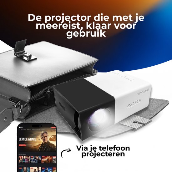 Denver Mini Beamer Full HD - Streaming von Ihrem Handy (USB-C) - Mini-Projektor - Inkl. Fernbedienung - HDMI/AUX/USB-C - PR800