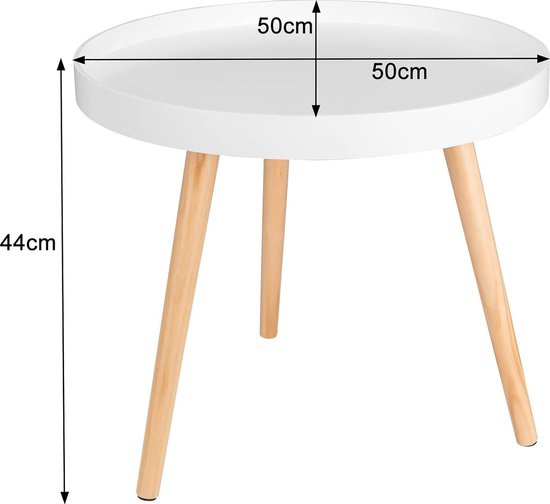 Rootz Beistelltisch - Couchtisch - Nachttisch - Wohnzimmer-Akzent - Lounge-Stand - Beistelltisch - Weiß - 50 x 44 cm (ø x H)