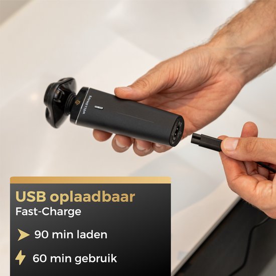 Wellshave 4 in 1 Rasierer für Männer - Mit Trimmer & Nasentrimmer - Nass und trocken - Schwarz