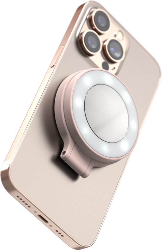 Shiftcam SnapLight Smartphone Ringlicht – 4 Helligkeitsstufen – Wiederaufladbar – MagSafe kompatibel - Rosa