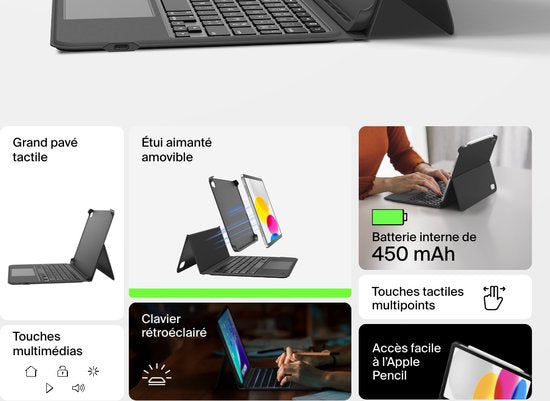 Belkin Everyday Cradle Keyboard Folio - iPad 10e - AZERTY