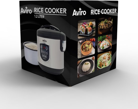 Aviro Reiskocher - Slowcooker - 1,2L - 7 Funktionen - Warmhaltefunktion - Reiskocher - Antihaftbeschichtung - Multicooker - 2-6 Personen - Edelstahl