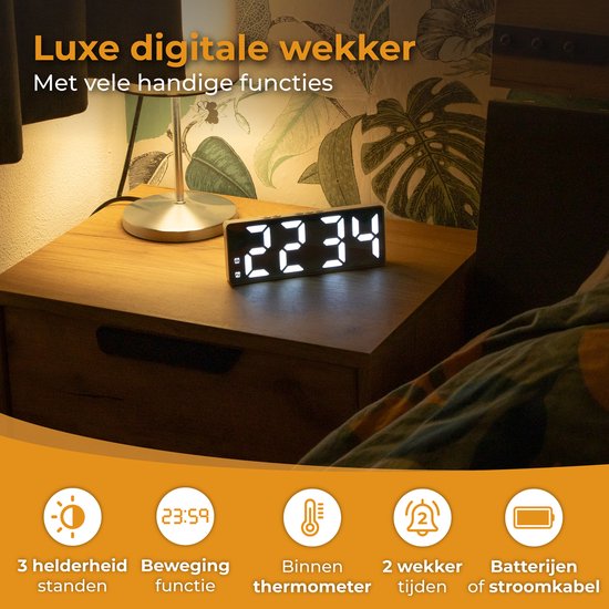 Nuvance - Digitaler Wecker - Digitaluhren - Wecker für Kinder & Erwachsene - Reisewecker - Schlafzimmer - Led-Wecker digital - Wecker - Weiß