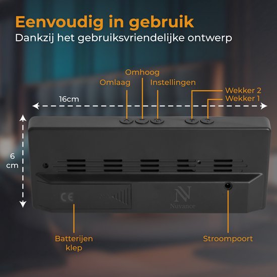 Nuvance Digitaler Wecker - Digitaluhr - Wecker für Kinder & Erwachsene - Reisewecker - Schlafzimmer - Led Wecker Digital - Schwarz RGB