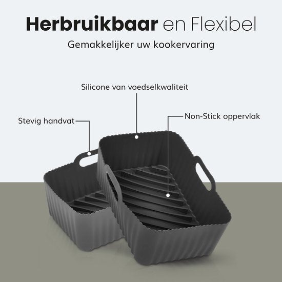 Airfryer Tabletts Silikon - 2 Stück - Heißluftfritteuse - Zubehör - Backpapier - Geeignet für XXL Philips, Ninja, Inventum - Korb - Sicheres Material - Luft