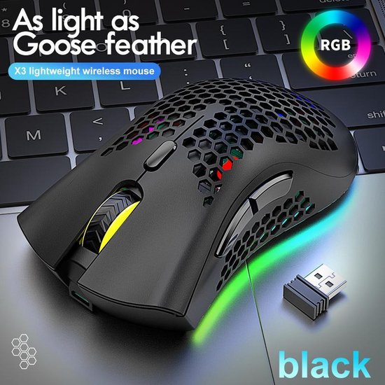 ZIYOU LANG X3 Wireless Gaming Maus - RGB-Waben-Gaming-Maus - Gaming-Maus - Schwarz