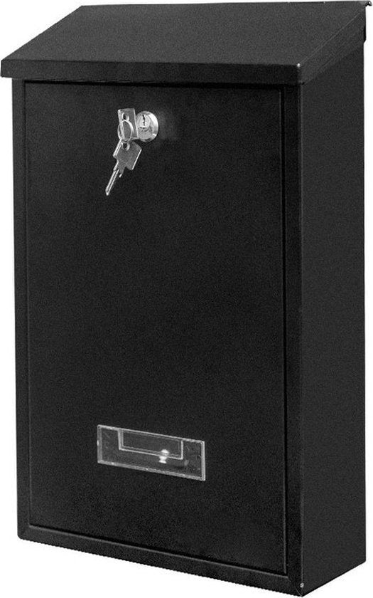 BRASQ Briefkasten Schwarz - Wandbriefkasten mit Schloss - Briefkästen - Moderner Briefkasten mit Namensschild - Inkl. Montagematerial & 2 Schlüssel - Schließzylinder - Edelstahl