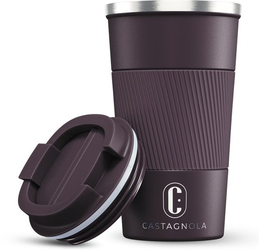 Castagnola Thermobecher – Kaffeebecher zum Mitnehmen – Reisebecher für Kaffee und Tee – Teebecher – 510 ml – Edelstahl – Braun