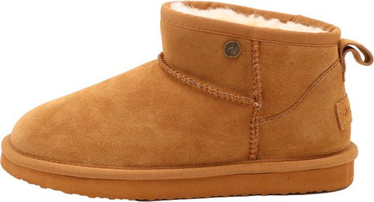 Alpacas Footwear - Damen - Kurze Stiefel aus echtem Wildleder - Gefüttert mit 100% weicher Lammwolle - Kastanie - 42