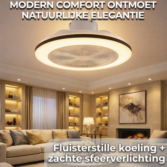 WERYOU® illuminAIR Deckenventilator - Deckenleuchte - Deckenventilator mit Beleuchtung - Deckenleuchte - Fächerlampe - Tuya Wifi Smart - RGB Led Lampe - Deckenleuchte - Inkl Fernbedienung - Dimmbar - ⌀56CM