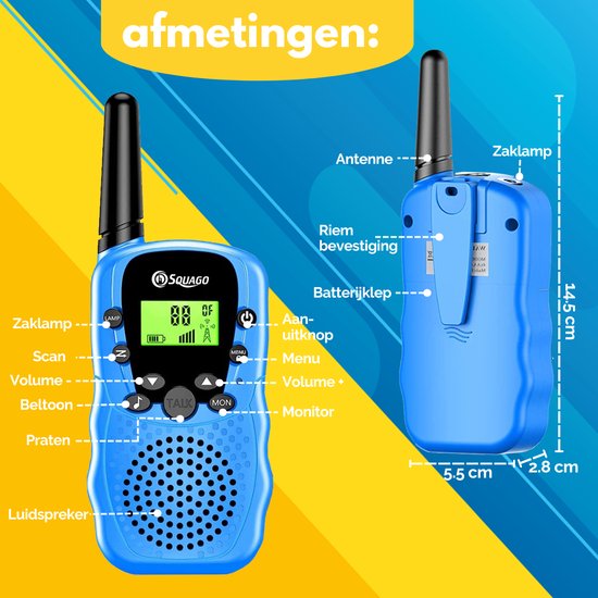 Squago Walkie Talkie 2 Stück - Für Kinder & Erwachsene - WalkieTalkie