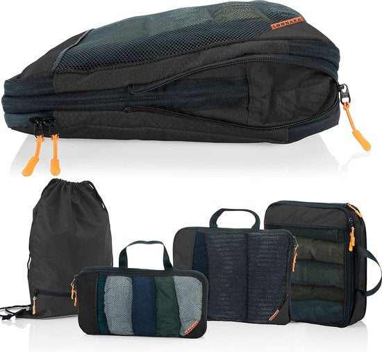 Reise Packwürfel Set – Kompressions Packtaschen für Koffer & Rucksack – 4er Set – Bis 40 L – Für 50 x 35 x 20 cm Koffer