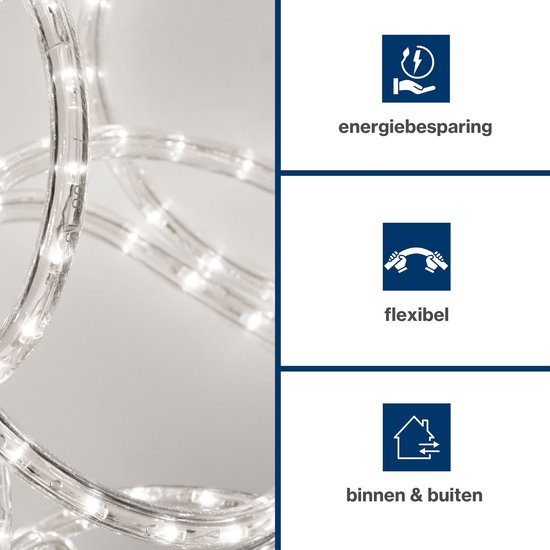 HQ-Power Lichtschnur, 36 LEDs/Meter, 1 Kanal, für den Innen- und Außenbereich, kaltweiß, 45 m
