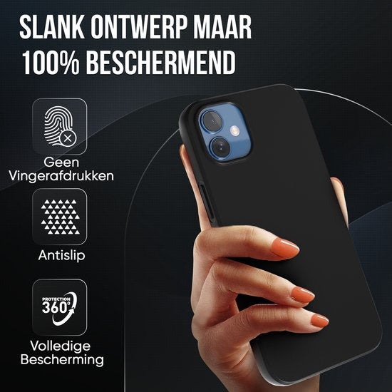 Handyhülle Schwarz – Passend für iPhone 12 – Hülle und Displayschutzfolie – Schutzglas