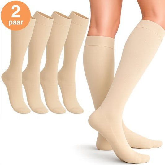 Alyze Kompressionsstrümpfe - 2 Paar - Größe 38-40 - Hoch - 20-30 mmHg - Socken für Männer & Frauen - Medizinisch - Neuropathie - Kompressionsstrümpfe - Diabetes - Durchblutung, Laufen, Flugzeug, Bett - Nackt