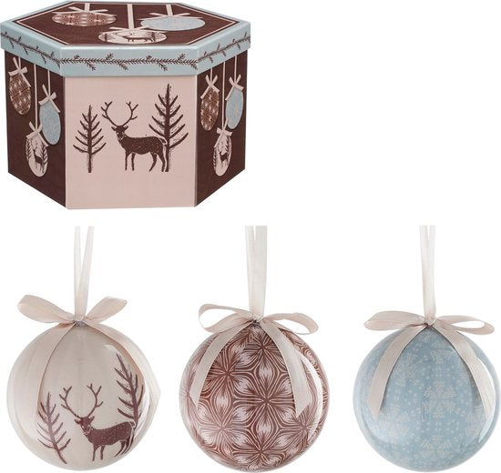 House of Seasons Weihnachtskugeln Geschenkset - 14 Stück - Ø8 cm - Unzerbrechlich - Hellblau, Braun