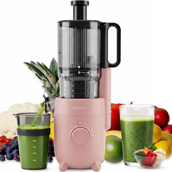 Safecourt Kitchen Slow Juicer - leistungsstarker Motor [Vorschneider & Kaltpress-Technologie] - einfache Reinigung - BPA-frei - Entsafter Pink