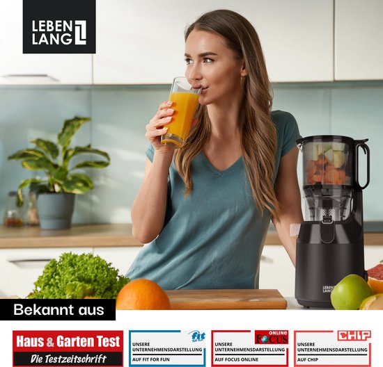 LEBENLANG – Entsafter – Slow Juicer – Entsafter für Obst und Gemüse – Entsafter für Obst und Gemüse – Saftmaschine – Saftbereiter – Slow Juicer – Entsafter – 100 % BPA-frei – Leiser Entsafter