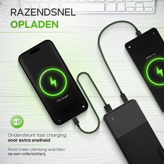 iSetchi BoostMax - Universal Powerbank - 30000 mAh - Externer Akku - Notfallpaket - USB-C & Micro USB - Tragbares Ladegerät - 22.5W Schnellladung - Schwarz
