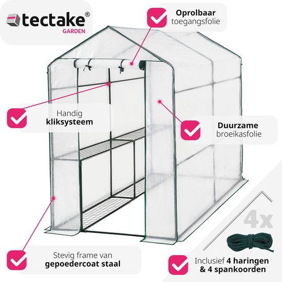 tectake - Hobby Gewächshaus 186x120x190 cm - art nr 401861