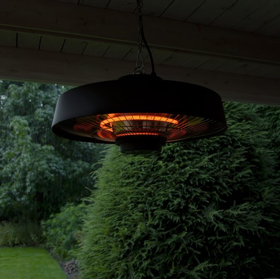 VONROC Atmosphärischer Terrassenstrahler hängend - Vulcano 2000W - Leistungsstarke Infrarotlampe - mit 2 Heizstufen, Timer und Fernbedienung