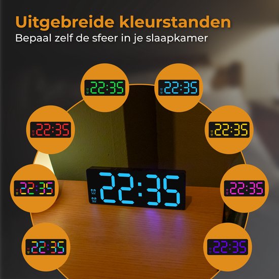 Nuvance Digitaler Wecker - Digitaluhr - Wecker für Kinder & Erwachsene - Reisewecker - Schlafzimmer - Led Wecker Digital - Schwarz RGB