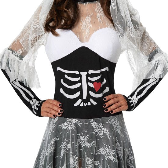 Dressforfun Faschingskostüm Gruselige Skelettbraut – Damen – Größe XXL