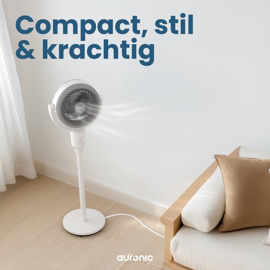 Auronic Standventilator - Boden und Tischventilator - 3 Geschwindigkeiten - Leise - Weiß