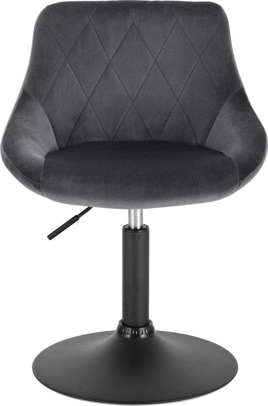 Rootz Velvet Barstool - Counter Chair - Verstellbarer Sitz - Drehhocker - Lounge Sessel - Gepolsterter Hocker - Küchenstuhl - Dunkelgrau - 22.0x19.3x15.7 inches