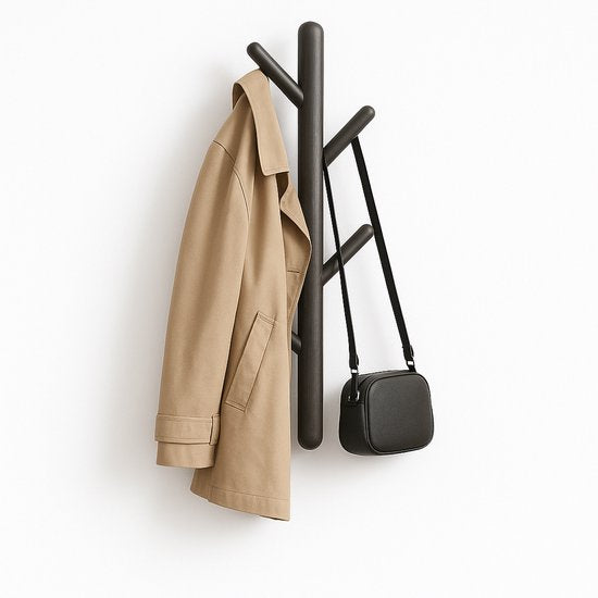 Bayt Wandgarderobe - Garderobenständer - Garderobenständer Holz - Garderobenständer - 5 Haken - Schwarz