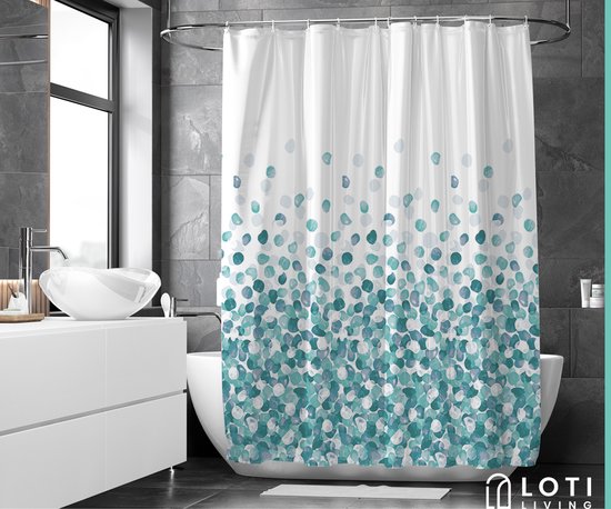 Loti Living Duschvorhang Anti-Schimmel - Ozean - Ringe enthalten - Wasserdicht - Polyester - Duschvorhang 180x200 cm