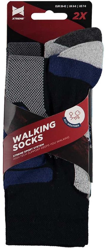 Xtreme Wandersocken, 2er-Pack – Unisex-Socken aus Synthetik – Multi Blue