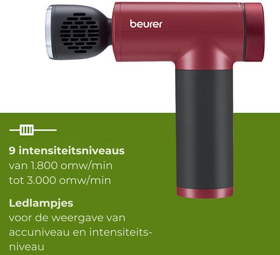 Beurer MG 195 HOT & COLD Limited Edition 25 Massagepistole - Wärmt & kühlt Muskeln - Inkl. 7 Aufsätze - 9 Intensitätsstufen - Leistungsstarker Akku - Kabelloser Betrieb - 3 Jahre Garantie - Bordeaux/schwarz