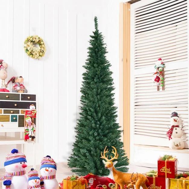 Coast Weihnachtsbaum Pencil Slim - 210 cm & 700 Spitzen - mit Metallständer und realistischen Zweigen - für drinnen und draußen - grünes PVC und Metall
