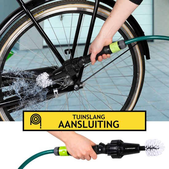 Dunlop Reinigungsbürste - Felgenbürste - Mit Schlauchanschluss 3/4" - Rotierend - Durchflussregler - 2 Bürsten