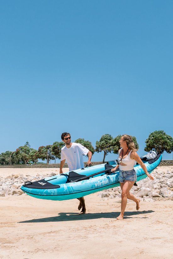 VirtuFit Kayak 335 - Türkis - Mit Kajaksitzen und Tragetasche - Geeignet für zwei oder drei Personen - Langlebig & robust - Aufblasbares Kajak - Kajak - Schlauchboot