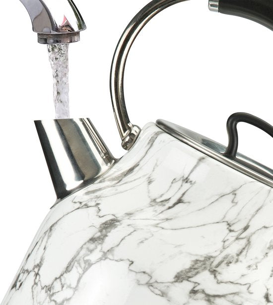 Marmor-Wasserkocher retro - Marmor-Druck - Schnurlos zu bedienen - Metall - Anti-Verbrühungs-Wasserfilter - geräumige 1,7L Kapazität für 8 Tassen Tee - BPA frei