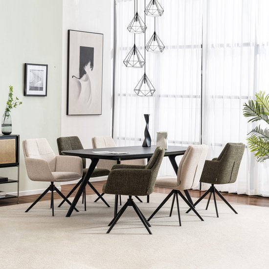 Furnihaus Esszimmer-Drehstuhl Milou mit Armlehne Beige